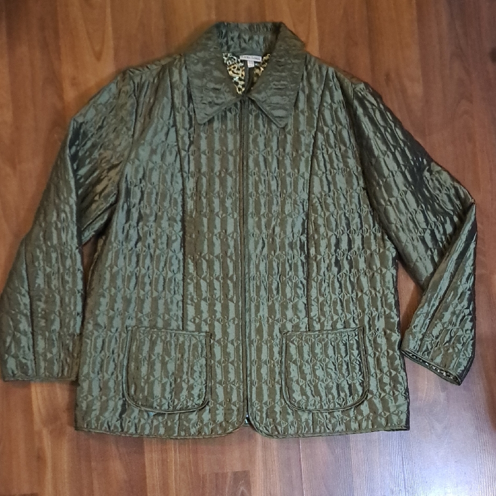 Laura Lebek Quilted Olive Utility Jacket with Patch Pockets